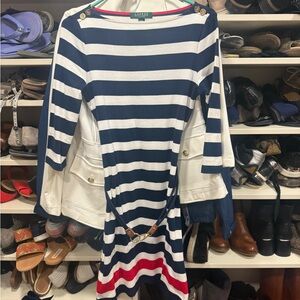 Ralph Lauren Navy, White & Red Striped Boatneck Dress
